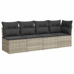 Keturvietė sodo sofa，Lauko sofa su pagalvėlėmis, pilka, poliratanas CFE71133