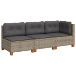 Trivietė sodo sofa，Lauko sofa su pagalvėlėmis, pilkos spalvos, poliratanas CFE61748
