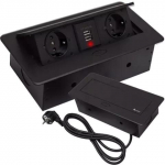 Įleidžiamas stalvir&scaron;io lizdas su 2 USB &ndash; juodas