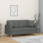 Dvivietė sofa，Poilsio sofa su pagalvėlėmis, tamsiai pilka, 140cm, audinys CFE80641