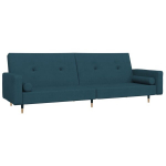 Dvivietė sofa-lova，Poilsio sofa su dvejomis pagalvėmis, mėlyna, aksomas CFE93282