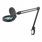 Lupa su lempa, prisukama prie stalo 5d 56led 127mm juoda Geti