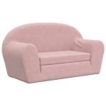Vaiki&scaron;ka dvivietė sofa-lova, rožinės spalvos, mink&scaron;tas pliu&scaron;as CFE35659