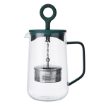 La Cafeti&egrave;re &bdquo;Gyro&ldquo; 4 puodelių stiklinis besisukantis arbatinukas su žaliu dangteliu, 1,25 l