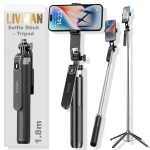 LIVMAN P180 - daugiafunkcis asmenukių lazdas ir trikojis su nuotolinio valdymo pultu, 1,8m