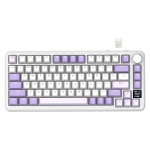 ATTACK SHARK X85Pro kar&scaron;to keitimo mechaninė žaidimų klaviatūra su TFT ekranu ir rankenėle, levandų spalvos