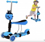 Triratis vaiki&scaron;kas paspirtukas su LED ratukais 3in1 Scooter, mėlynas