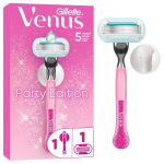 Gillette Venus Party Edition Skustuvas, 1 Keičiamos Skustuvo Galvutės, Sieninis Laikiklis