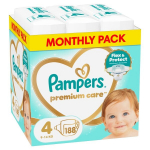 Pampers Premium Care Tape Sauskelnės, 4 Dydis, 188 vnt.