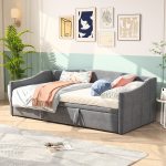 Sofa lova, 90 x 200 cm, pilka, aksomas, su 3 reguliuojamomis funkcijomis,210 x 100 x 74.5 cm