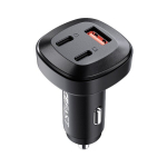 Automobilinis įkroviklis 66W 2x USB-C USB Power Delivery QC 4.0, juodas