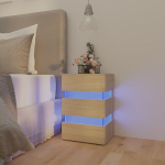 Naktinė spintelė su LED ap&scaron;vietimu, 45x35x67 cm, ruda