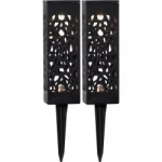 LED lauko &scaron;viestuvai su saulės baterijomis, juodi 0,07W 6x18cm Izola 481-41