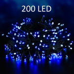 Kalėdinė girlianda su 200 LED &scaron;viesos diodų, lempučių, 15m, mėlynos spalvos