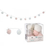 Pliu&scaron;inė pom-pom girlianda vaikų kambariui, įvairiaspalvė, 10 LED lempučiu