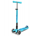 Triratis paspirtukas Micro Maxi Deluxe Foldable LED, &scaron;viesiai mėlynas