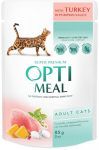 Optimeal&trade; suaugusioms katėms su kalakutiena moliūgų padaže, 85 g x 12 vnt