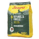 Josera Super Premium Gefl&uuml;gel & Forelle be grūdų aktyviems suaugusiems &scaron;unims, 900 g