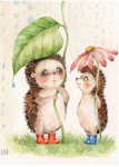 Deimantinė mozaika su rėmeliu TM Varvikas Hedgehogs and rain LE033e 30x40 cm