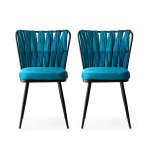 2-ių kėdžių komplektas Kalune Design Kusali-228, mėlynas/juodas
