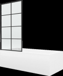 Vonia Mexen Cubik su apdaila ir stiklo sienele, 150x70 cm + 70 cm, white+I/swing/black grid