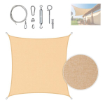 Kvadratinė &scaron;e&scaron;ėlinė burė su tvirtinimais Hobbygarden, 4.5x4.5 m, smėlio spalvos