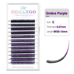 CoMango spalvoti ombre blakstienų priauginimai - katės akys., Ombre violetinė