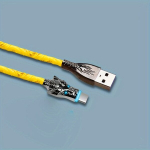 100W greito įkrovimo USB-C laidas su LED lempute 200 cm.,  Geltona