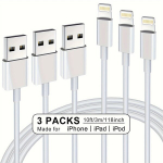 USB į Lightning įkrovimo laidas iPhone/iPad/iPod, 3 m, 1 pakuotė &ndash; 6,6 pėdų (2 m)