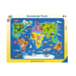 Dėlionė Ravensburger Pasaulio žemėlapis su gyvūnais 30 detalių, 066414