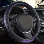 Tinka dirbtinės odos vairo dangtis su &scaron;irdelėmis. , Juoda violetinė-apvali (5 spalvos) novatori&scaron;ka automobilio puo&scaron;mena