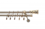 Double metal curtain rod 16 mm + 16 mm ELIZA, 300 cm, antique