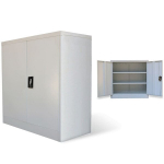 Metalinė biuro spintelė 90 cm, 2 durelės, pilka