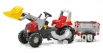 Minamas pedalais traktorius su priekiniu krautuvu ir priekaba Rolly Toys rollyJunior RT, raudonas