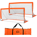 Sulankstomi mini futbolo vartai vaikams i&scaron; metalo, oranžiniai, 2 vnt.