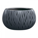 Vazonas plastikinis DSK370-S433 Bowl Sandy, antracito spalvos