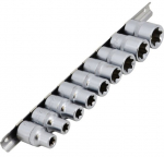 AWTOOLS AW38299 1/2colio i&scaron;orinių Torx E galvučių rinkinys automobilių remontui 9vnt E10-E24 chromo vanadžio plienas