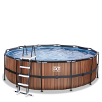 Karkasinis baseinas su filtru Exit Wood &oslash;450x122 cm, rudas