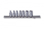 Jonnesway E-torx 1/4" 7 vnt. lizdai su bėgeliu
