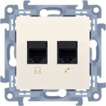 Simon 10 Dvigubas Rj45 Kompiuterinis Lizdas, Kat. 5e, Kremas