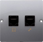 Kompiuterinis ir telefono lizdas Rj45/rj11, Simon Basic, sidabrinis