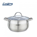 NERŪDIJANČIOJO PLIENINIS PUODAS SU NEPRIPLY&Scaron;ANČIU PAVIR&Scaron;IUMI IR STIKLINIU DANGČIU, 24 x 13.5 CM, 6.1 L, AMIRA, COOKING BY HEINNER