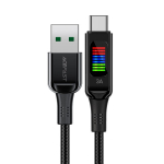 USB-A - USB-C kabelis su ekranu, 60W, 1.2m, juodas