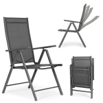 Set of 2 foldable steel garden chairs with adjustable backrest MultiGarden - gray