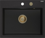 Granitinė virtuvinė plautuvė Mexen Oscar su sifonu, Black/Gold