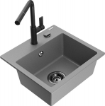 Granitinė virtuvinė plautuvė Mexen Milo su mai&scaron;ytuvu ir sifonu, Grey/Black