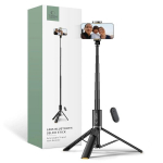 Tech-Protect L08S Bluetooth selfie stick with remote control, tripod up to 141cm - black