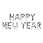 Folinis balionas Happy New Year, 422x46 cm, sidabrinis