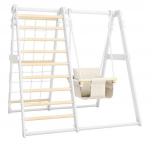 Daugiafunkcis medinis sporto kompleksas Sanro R-Wood, 108,5x109x96 cm, baltas, -