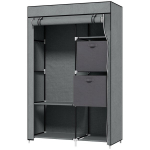 Audinio spinta Drabužių spinta Sulankstoma spinta, 1 drabužių pakaba, 6 lentynos, 102 x 42,5 x 162,5 cm, pilka